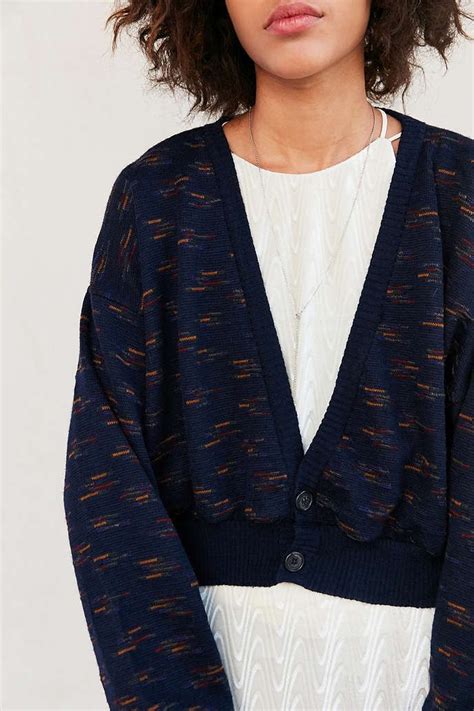 Urban Renewal Remade Cropped Vintage Patterned Cardigan Patterned