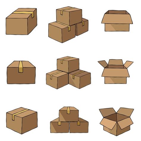 Set Of Boxes In A Drawing Style Vector 7469061 Vector Art At Vecteezy
