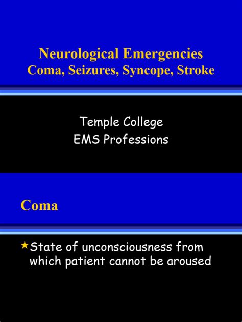 Emt Coma Seizure Stroke Pdf Human Diseases And Disorders Nervous