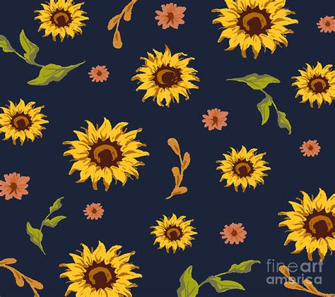 Sunflower Pattern Digital Art By Noirty Designs Pixels