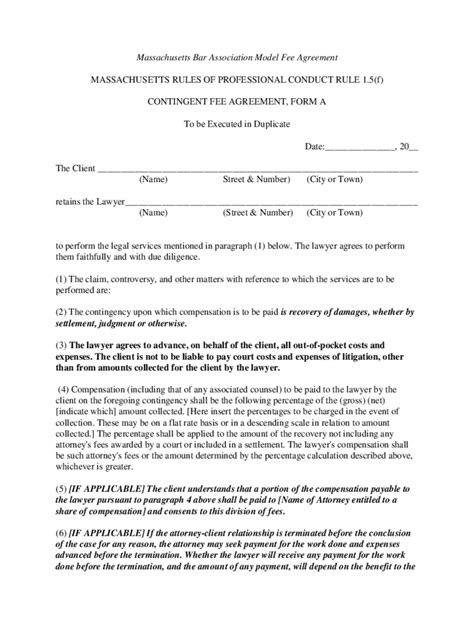 contingency fee agreement form   templates