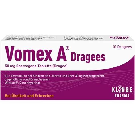 VOMEX A Dragees 50 mg überzogene Tabletten, 10 St - günstig bei