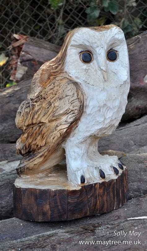 Barn Owl Chainsaw Carving By Sally May Chainsaw Sculpture Wood