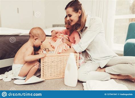 Daughter Helps The Mother With Household Chores Stock Image Image Of