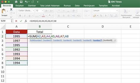 Fungsi SUM Excel Rumus Dasar Penjumlahan Otomatis