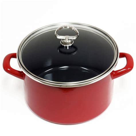 Chantal 4 Qt Enamel On Steel Soup Pot With Glass Lid In Chili Red 32
