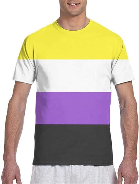 Non Binary Pride Flag Mens Full Print T Shirts Short Sleeve Latest