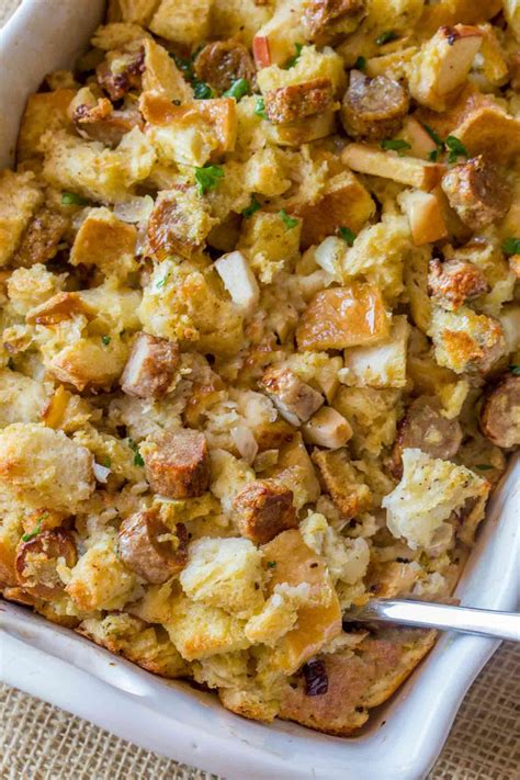 Classic Sausage And Apple Stuffing Made In The Oven Stuffing Recipes For Thanksgiving