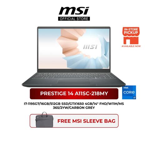 Msi Prestige 14 A11sc 218my I7 1195g716gb512gb Ssdgtx1650 4gb14