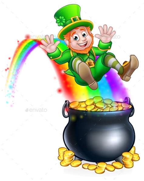 St Patricks Day Leprechaun Rainbow Pot Of Gold St Patricks Day