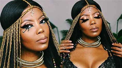 serving cleopatra halloween makeup tutorial egyptian goddess full coverage acne skin