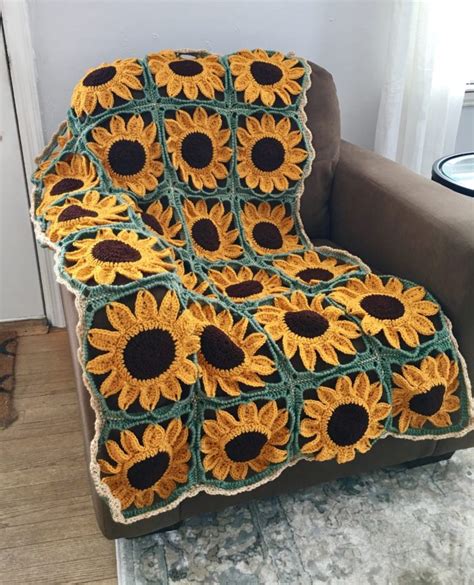 Crochet Afghan Sunflower Pattern Amelias Crochet