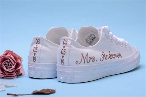 Rose Gold Foil Personalized Wedding Sneakers For Bride