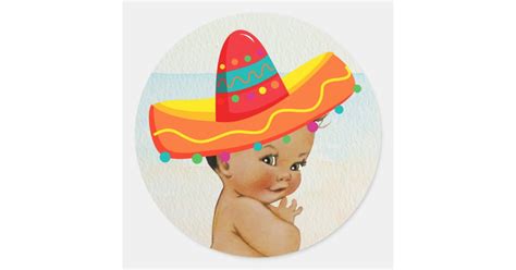 Mexican Baby Shower Sticker With Vintage Baby Zazzle