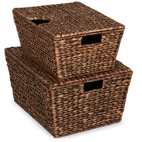 Best Choice Products Set Of 2 Xl Water Hyacinth Woven Tapered Storage