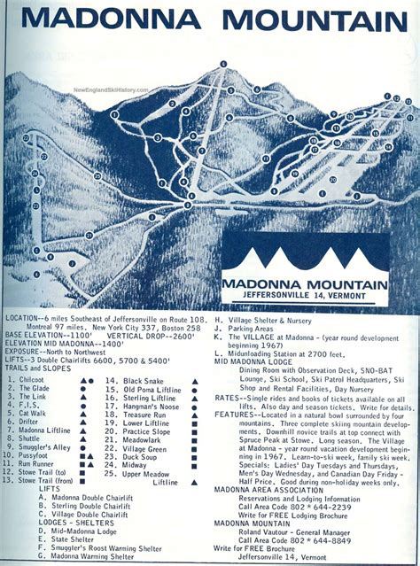 1967 68 Madonna Mountain Trail Map New England Ski Map Database