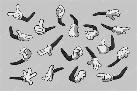 Premium Vector Retro Cartoon Gloved Hands Gestures Cartoon Hands With