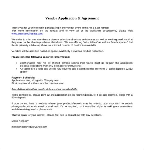 Vendor Application Template 10 Free Word Pdf Documents Download