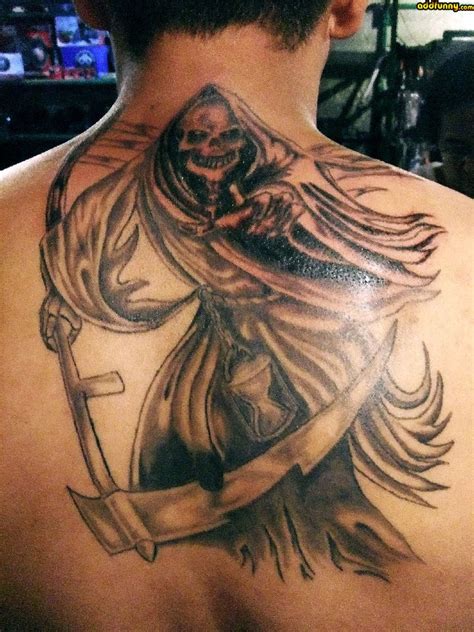 Great Terrible Grim Reaper Tattoo On Back Tattooimagesbiz