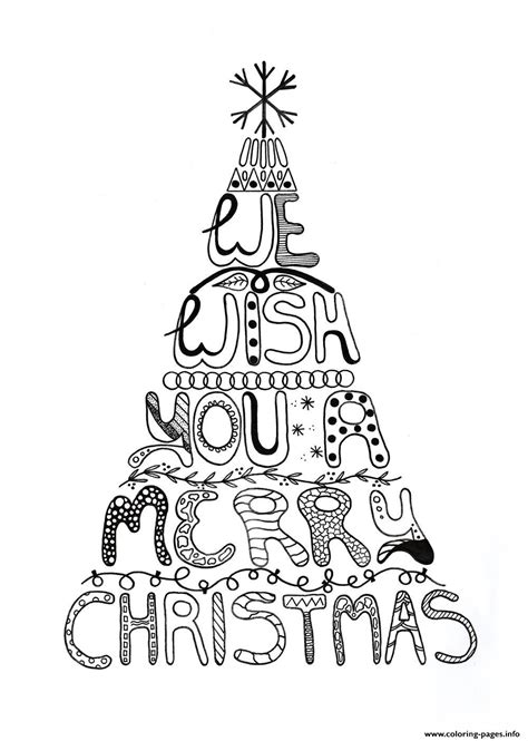 Merry Christmas Adult Tree Coloring Page Printable