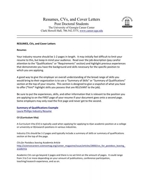 Resumes, CVs, and Cover Letters - Career Center - University of