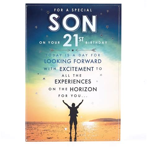 A simple card is sometimes more effective than any complex birthday ecard. 21st Birthday Card - Special Son Beach Scene | Card Factory
