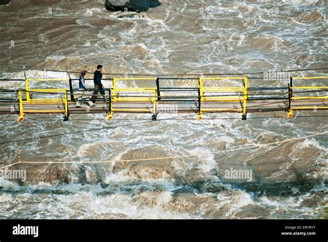 People Crossing Bridge Jhelum River Uri Baramulla Jammu And