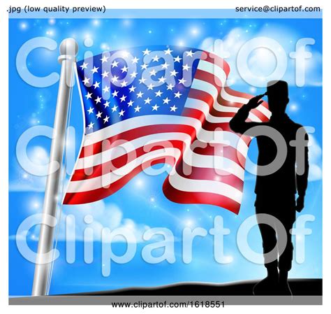 Patriotic American Flag Soldier Salute Design By Atstockillustration