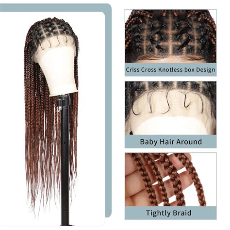 Fecihor Criss Cross Knotless Box Braided Wigs With Baby Hair 36 Mix