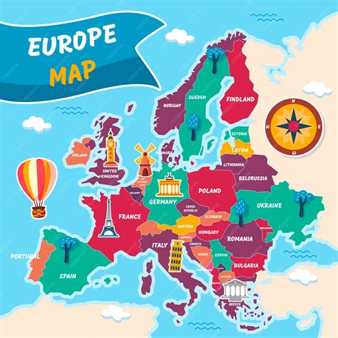 Europe Physical Map For Kids