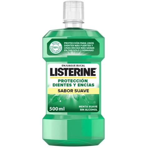 Enjuague bucal protección dientes y encías sabor menta suave Listerine