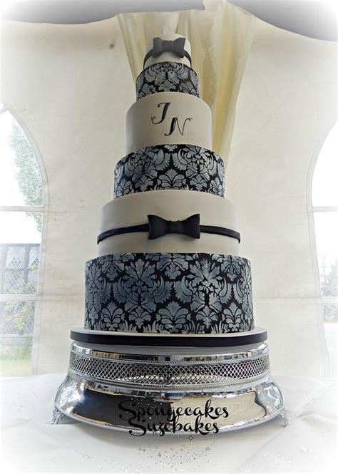 Monochrome Damask Wedding Cake Decorated Cake By Cakesdecor