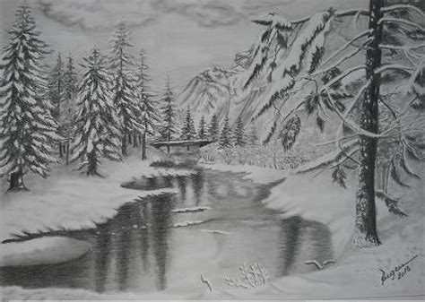 Desen Peisaj De Iarna Desen Pe A3
