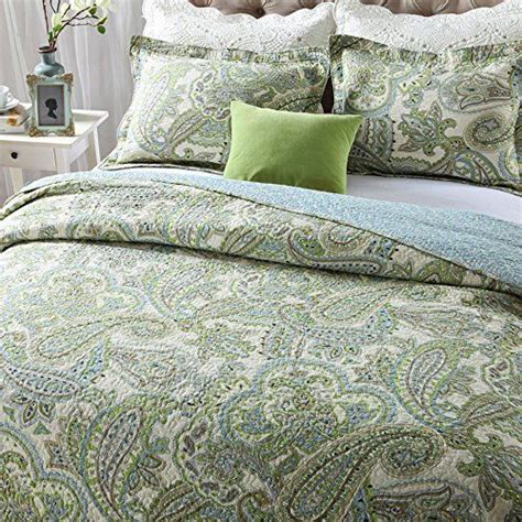 Brandream Green Paisley Printed Bedding Set Luxury Oversized Queen