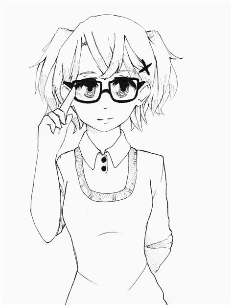 Cute Manga Girl With Glasses By Alkalightning On Deviantart