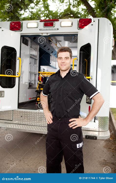 Portrait Of A Male Paramedic Stock Photo Image Of Certified