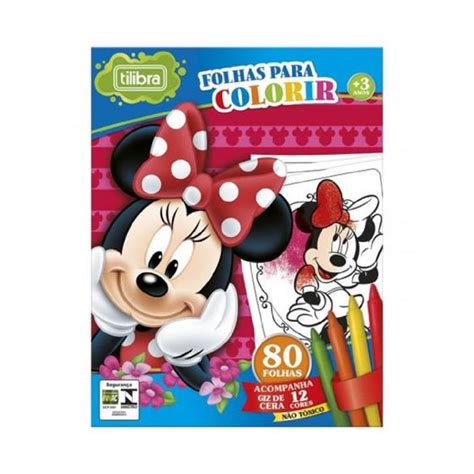 Folhas Para Colorir Mini Com Giz De Cera Da Disney Minie Tilibra