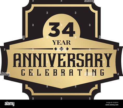 34th Year Celebrating Anniversary Logo Design Vector Template Stock
