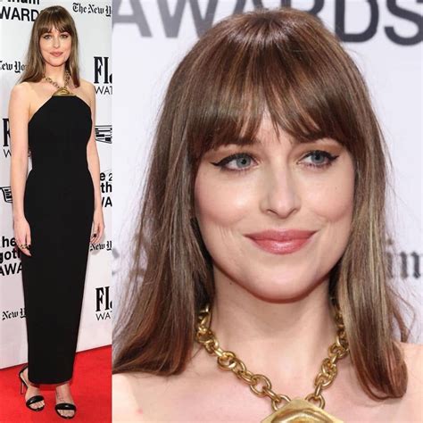 schiaparelli dakota johnson looking gorgeous gotham kevin awards instagram posts makeup hair