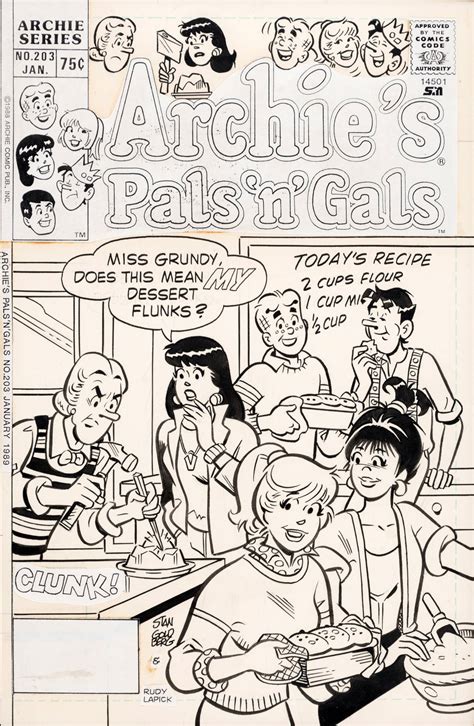 Hakes Archies Gals N Pals 203 Comic Cover Original Art