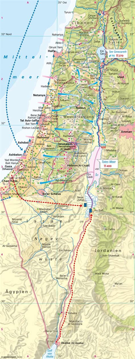 Israel, palästina, heiliges land 1:150 000 : Diercke Weltatlas - Kartenansicht - Israel/Palästina ...