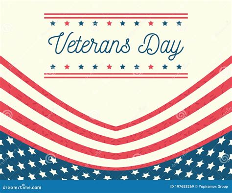 Happy Veterans Day Typography Stars Flag National Emblem Stock Vector