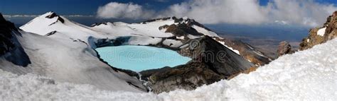 Mount Ruapehu Crater Lake Panorama Stock Image Image Of Travel