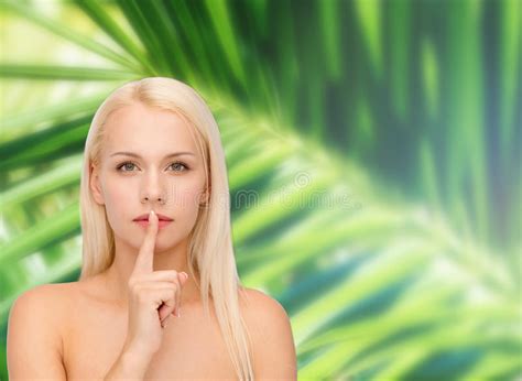 Calm Young Woman With Finger On Lips Stock Image Image Of Female Gesture 41934517