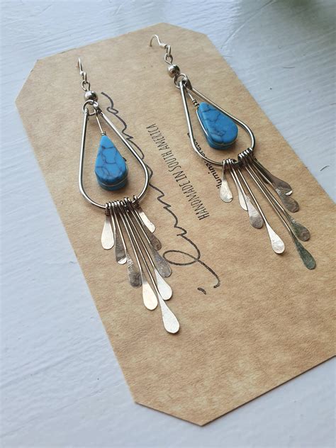 Peruvian Earrings Blue Magnesite Earrings Sterling Silver