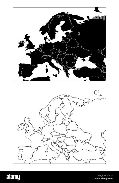 Political Map Of Europe Simplified Thin Black Wireframe Outline With Images