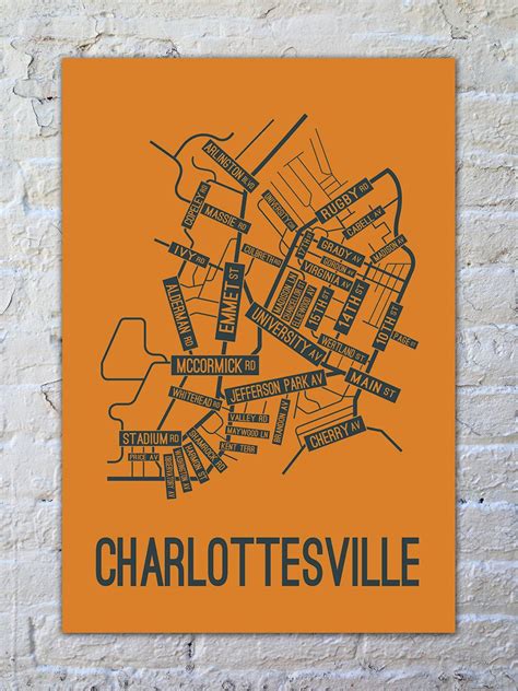 Charlottesville Virginia Street Map Print Street Map Map Poster