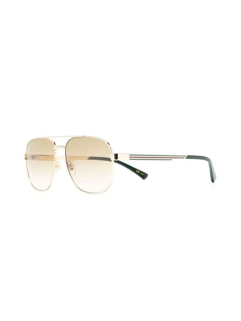 Gucci Eyewear Logo Engrave Pilot Frame Sunglasses Farfetch
