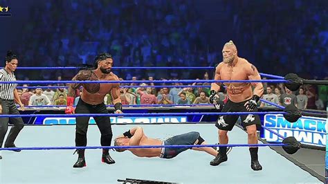 Roman Reigns Brock Lesnar John Cena Triple Threat Wwe Best Match Youtube