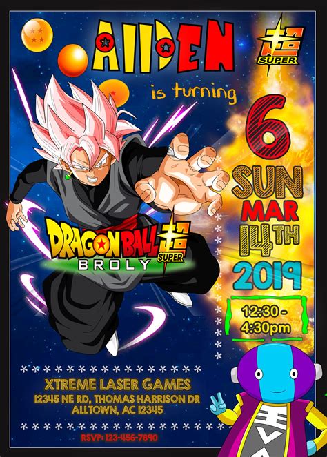 See more ideas about dragon ball z, dragon ball, birthday. Goku Black & Zeno Sama Birthday Invitation - oscarsitosroom in 2021 | Dragon party invitations ...